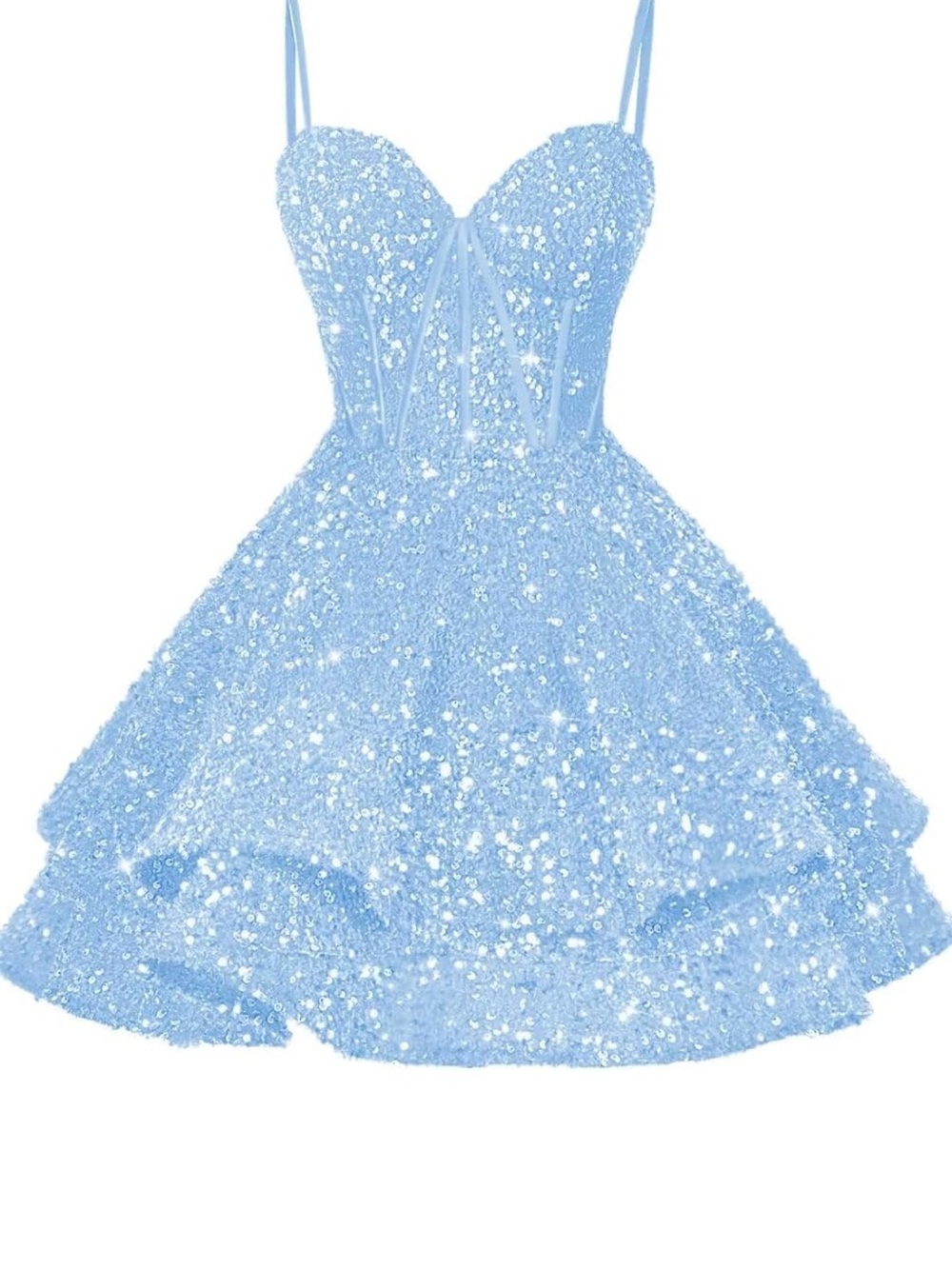 Girls Sparkle Light Blue Sequin Party Dress